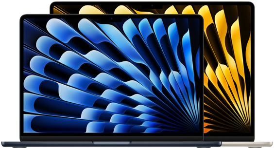 มุมมองด้านหน้าของ MacBook Air รุ่น 13 นิ้ว และ 15 นิ้ว