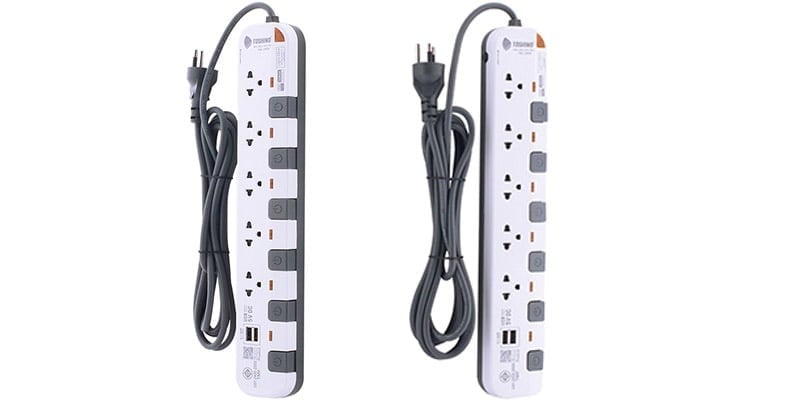 Toshino Plug 5 Way 6 Switch 2 USB